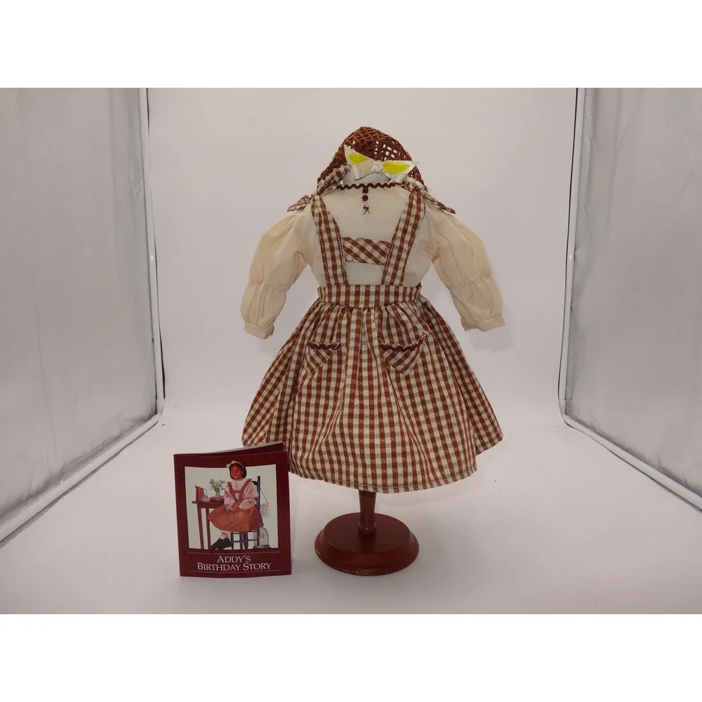 American Girl Addy Birthday Outfit Pinafore Blouse Snood Booklets 1994 Brown